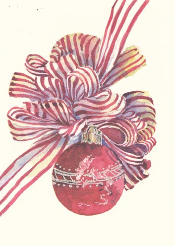 Big Stripe Bow Greeted Christmas Card